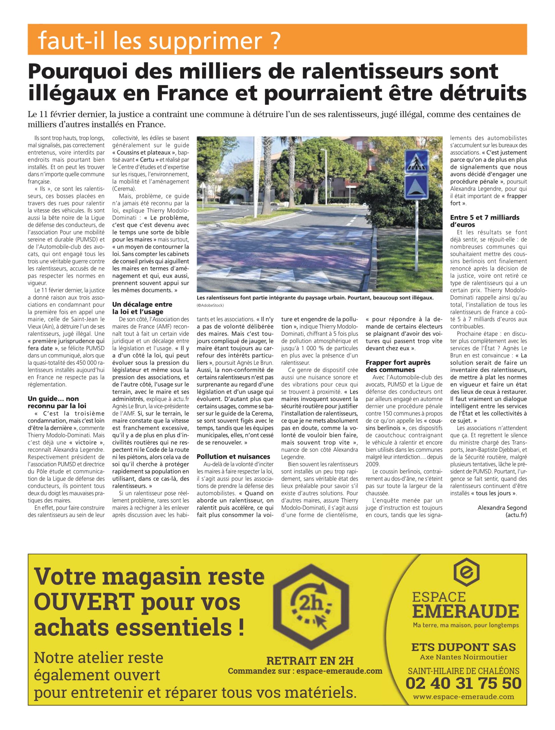 le courrier du pays de retz ralentisseurs hors normes